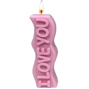vela rosada con frase I love you