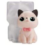 Molde de silicona gatito con moño 3D