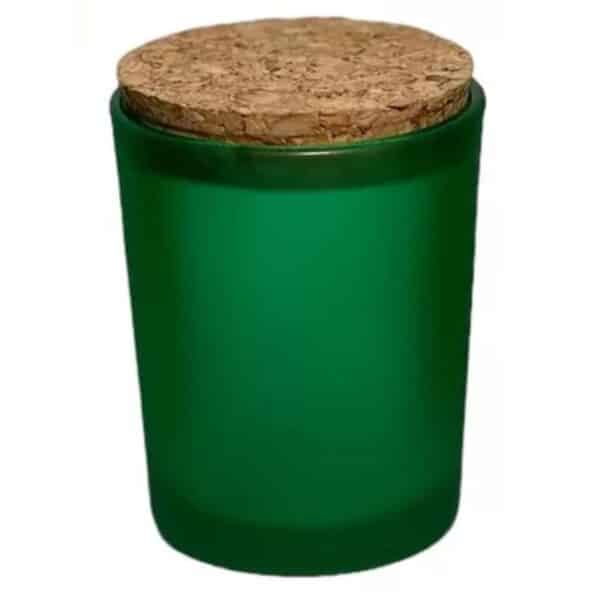 Recipiente verde esmerilado tapa corcho para velas - 100 ml