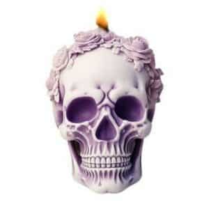 Molde de silicona calavera con flores para velas