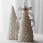 Molde de silicona árbol de Navidad cónico con hojas en relieve para velas