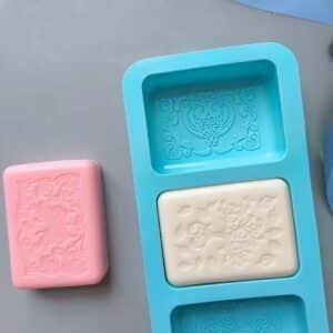 Molde de Silicona Rectangular Ornamental para Jabones