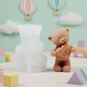 Molde de Silicona Osito con Corazón Love para Velas