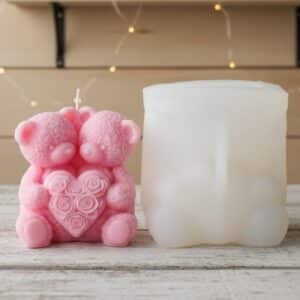 Molde de Silicona Ositos Enamorados con Corazón para velas