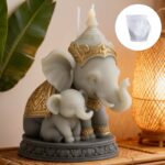 Molde de silicona elefante sagrado con cría para velas
