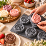 Molde de silicona 6 rosas para velas y jabones